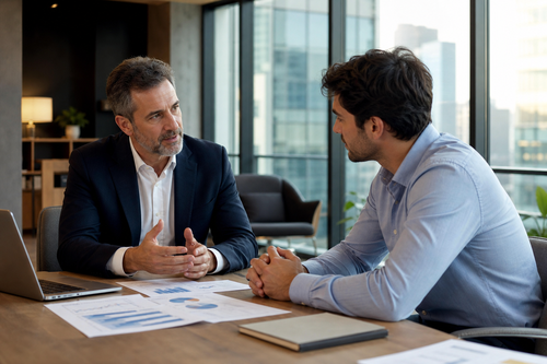 Advisor Advising Founder on Selling Business Advisor Advising Founder on Selling Business
